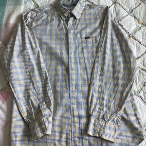 Faconnable long sleeve classique plaid cotton dress shirt
